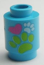 Plaatje in Gallery viewer laden, LEGO® Steen Rond met Motief Medium Azuurblauw 3062bpb039