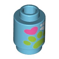 Plaatje in Gallery viewer laden, LEGO® Steen Rond met Motief Medium Azuurblauw 3062bpb039