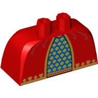 Plaatje in Gallery viewer laden, Onderlichaam, rok wijd met zijringen (fietstassen) met blauwe en gouden stof met hartjes en diamanten in Rood