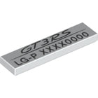 Tegel met Motief Tegel 1 x 4 met 'GT3RS LG-P' en variabel codepatroon in Wit