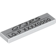 Tegel met Motief Tegel 1 x 4 met 'GT3RS LG-P' en variabel codepatroon in Wit