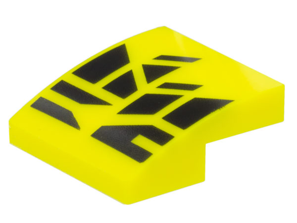 LEGO® Dakpan Gebogen met Motief Neon geel 15068pb439