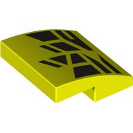 LEGO® Dakpan Gebogen met Motief Neon geel 15068pb439