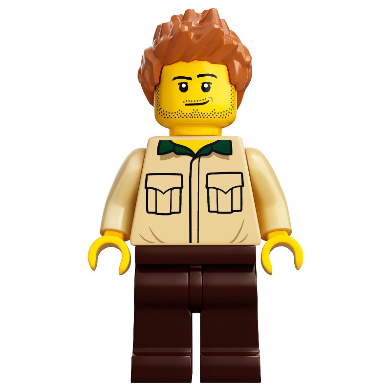 LEGO Ideas CUUSOO Papa, stoppels, shirt met donkergroene kraag, medium nougat haar met puntig
