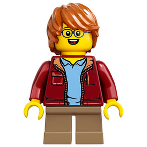 LEGO Ideas CUUSOO Jongen, bril, donkerrood jasje, donkeroranje haar verward met zijdeel