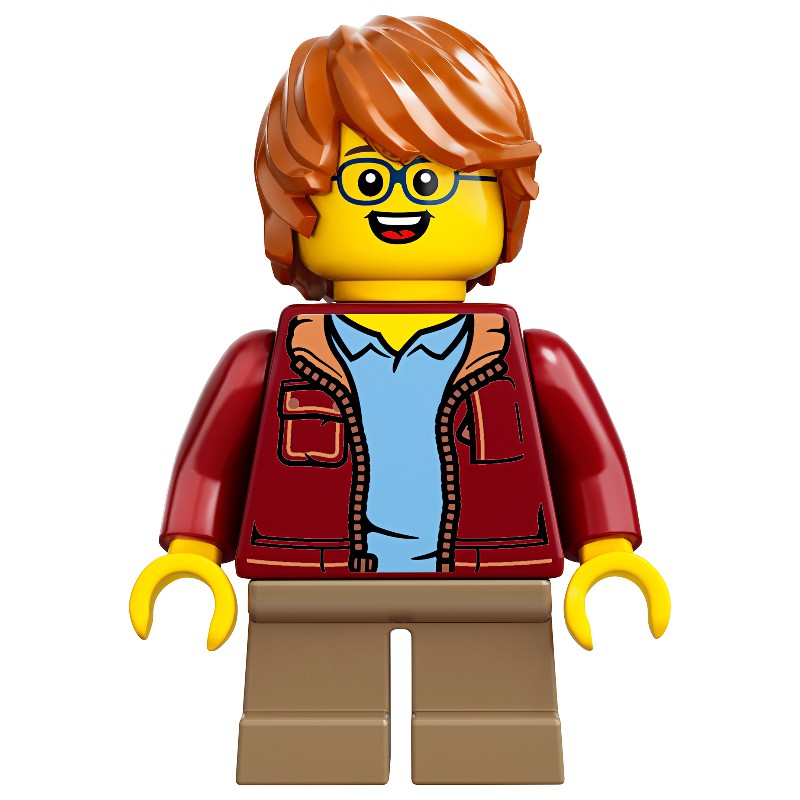 LEGO Ideas CUUSOO Jongen, bril, donkerrood jasje, donkeroranje haar verward met zijdeel