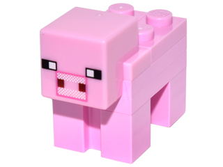 LEGO® los onderdeel Landdier in kleur Fel Roze minepig01